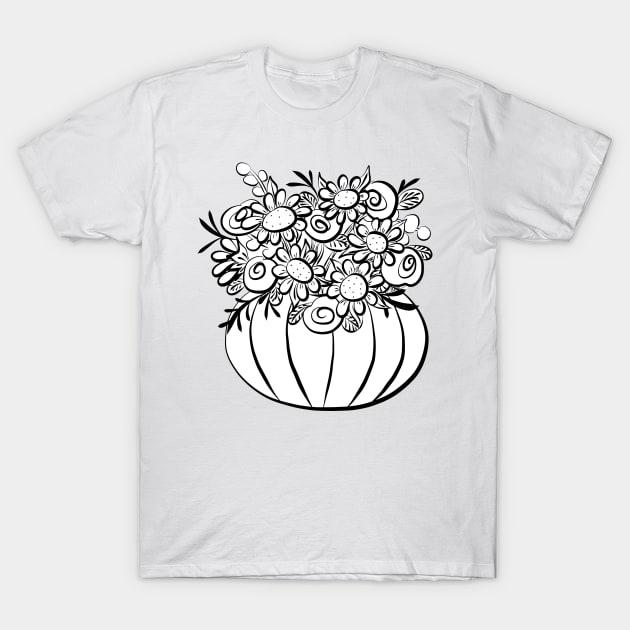 Color Me | A Vase of Flowers You Color | Cherie's Art Original (c)2021 T-Shirt by CheriesArt